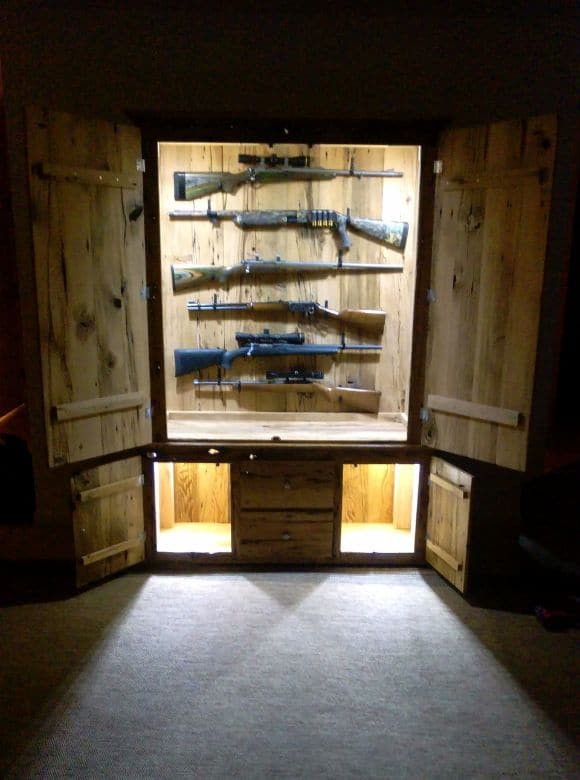 reclaimed wood gun cabinet